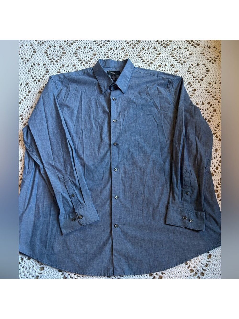 Shaquille O’Neal 2XLG Button Up Long Sleeve Blue Men’s Shirt NWOT